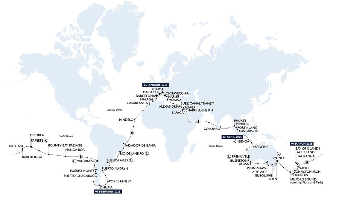 Endelig salgsstart Verdenscruise med MSC Magnifica i 2025! Carica